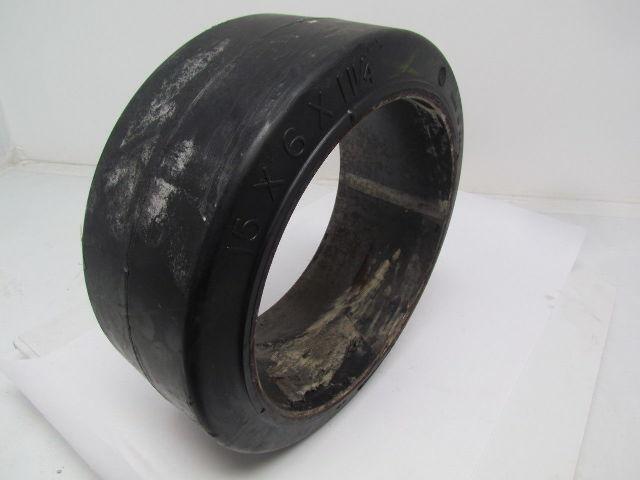 Mega-T 15"X6"X11-1/4" Press On Solid Rubber Smooth Forklift Tire Wheel