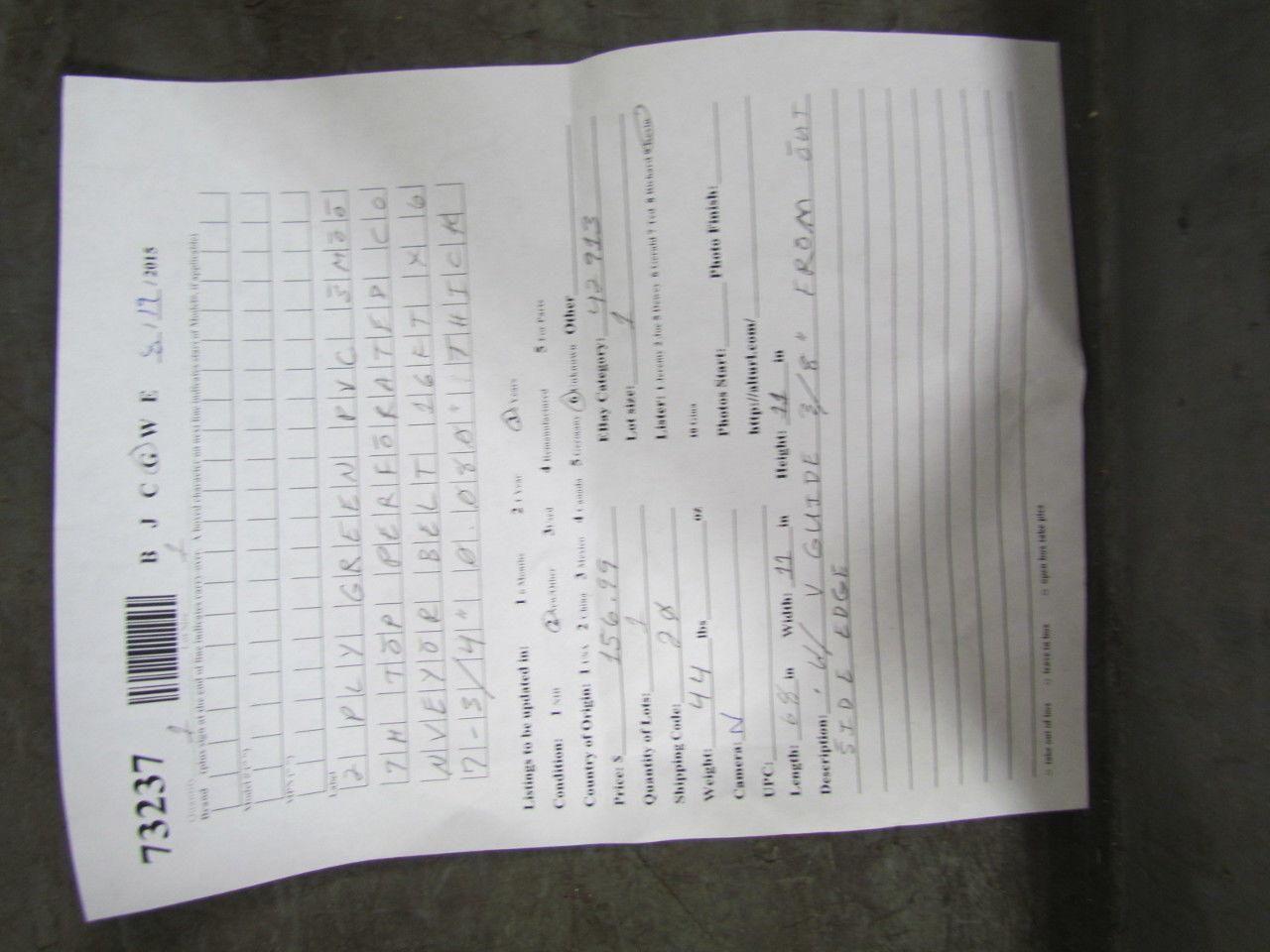 2-Ply Blue PVC Rubber Smooth Top Conveyor Belt 8Ft X 33-3/4" Length 0.050" Thick