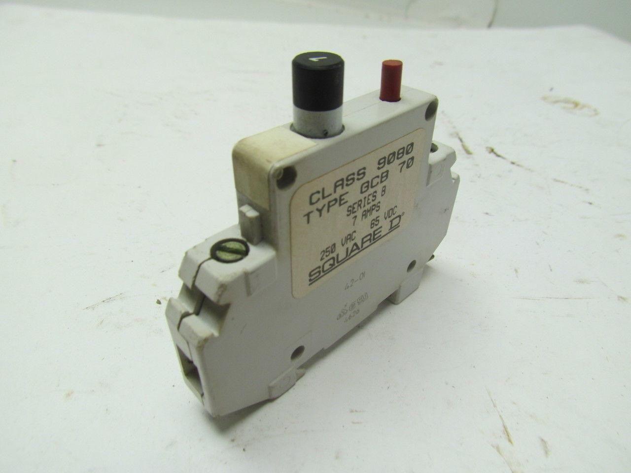 Square-D Class 9080 Type GCB 70 Ser B Thermal-Magnetic Circuit Protector 7 Amp