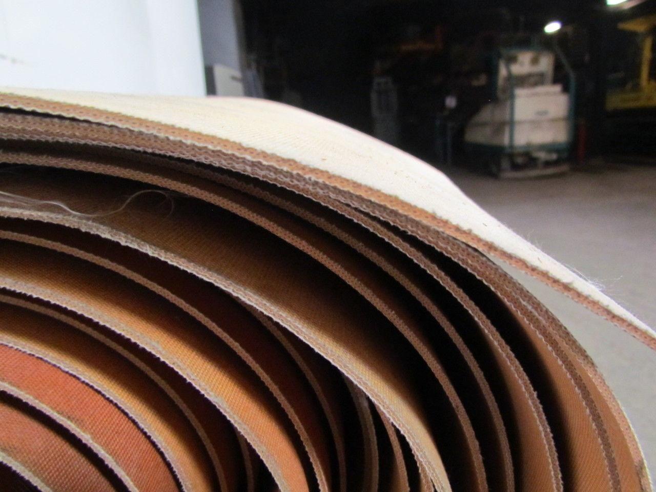 3 Ply Tan Rubber Slip Top Center V Guide Conveyor Belt 69Ft X 37-5/8"