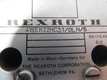 Rexroth 4WEH22HC31/8LN/5 4 way electrohydraulic size NG25 Valve