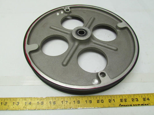 New Aluminum idler wheel 1-1/8"wx11-3/4"OD w/u-shaped band & 5/8" Roller Brgs.