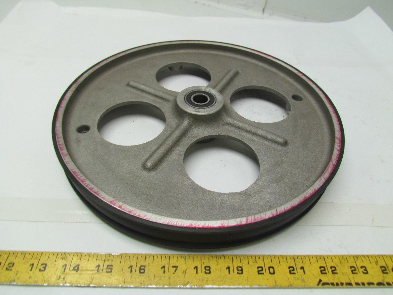 New Aluminum idler wheel 1-1/8"wx11-3/4"OD w/u-shaped band & 5/8" Roller Brgs.