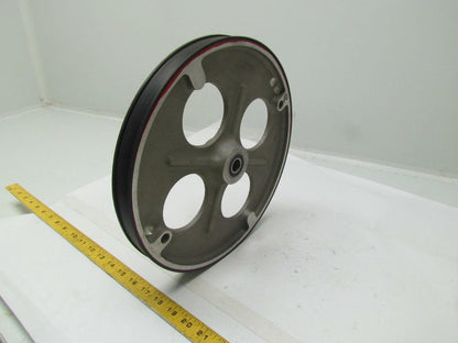 New Aluminum idler wheel 1-1/8"wx11-3/4"OD w/u-shaped band & 5/8" Roller Brgs.
