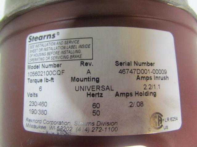 Sterns Rexnord 105602100CQF Electric Motor Brake Assy Standard/Universal NEW