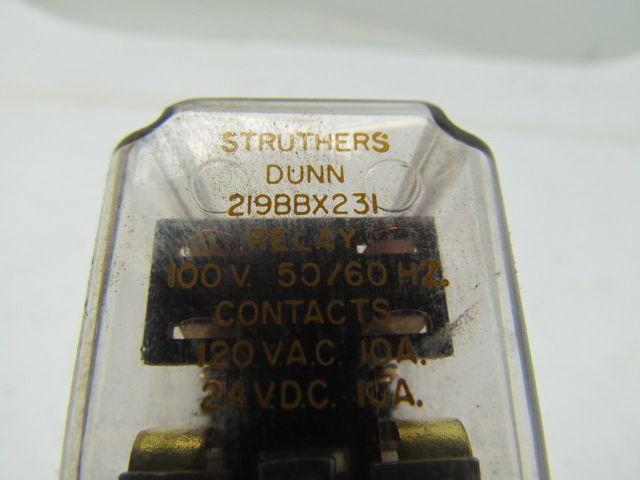Struthers Dunn 219BBX231 Electric Relay 100V Contacts 120VAC 10A-24VDC 10A