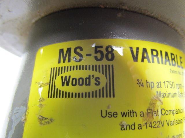 T.B. Woods MS-58 variable sheave pulley 1/2" bore maximum 8900 RPM