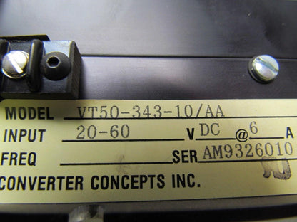 Concepts VT50-343-10/AA Power Supply Voltage Converter 20-60VDC Input 12v Output