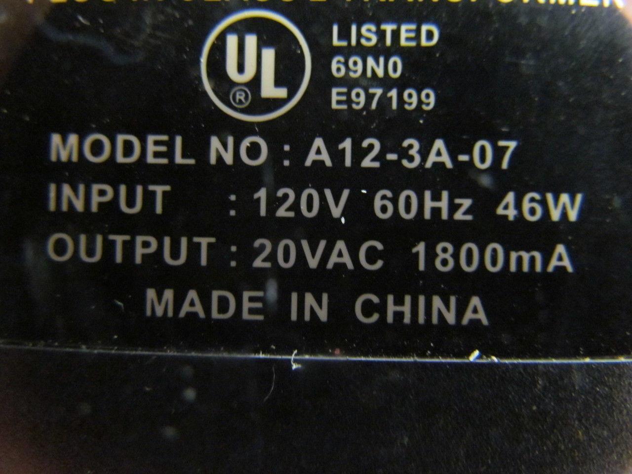 Condor A12-3A-07 Power Supply 120V Input 20VAC output w/5 Pin Plug