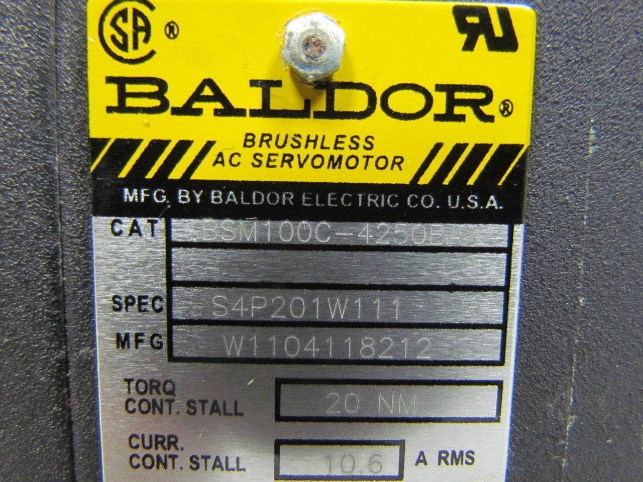 Baldor BSM100C-4250BAX Brushless AC Servomotor 600V Rated 2400RPM Max. 4500RPM