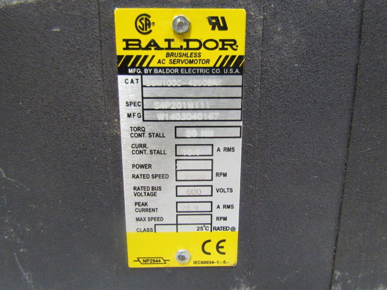 Baldor BSM100C-4250BAX Brushless AC Servomotor 600V Rated 2400RPM Max. 4500RPM