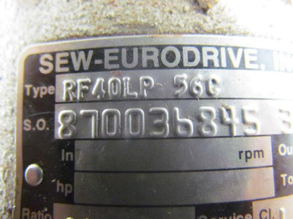 Sew-Eurodrive Inc. RF40LP 56C In-Line speed reducer output flange mounted
