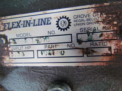 Grove Gear BM1262-3/TX2-5 140TC Single Reduction Worm Gear w/ Speed Reducer