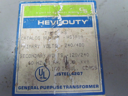 GS General Signal HS1F1A NEMA Type 1,2,&3R 240V/480V General Purpose Transformer