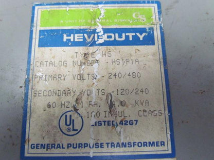 GS General Signal HS1F1A NEMA Type 1,2,&3R 240V/480V General Purpose Transformer