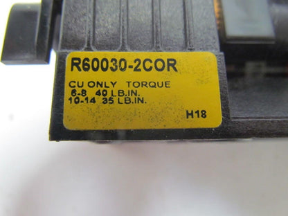 Bussmann R60030-2COR/FRS-R-15 2P Fuse Holder 600V 30A w/2-15A DualElement Fuses