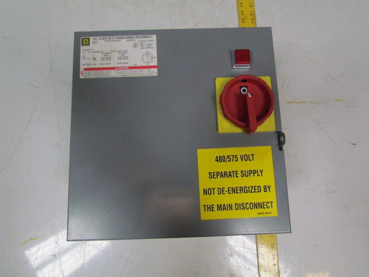 Square D SK3000G2 Ser.A Transformer Disconnect 50/60Hz 480/575V Pri. 115 Sec.