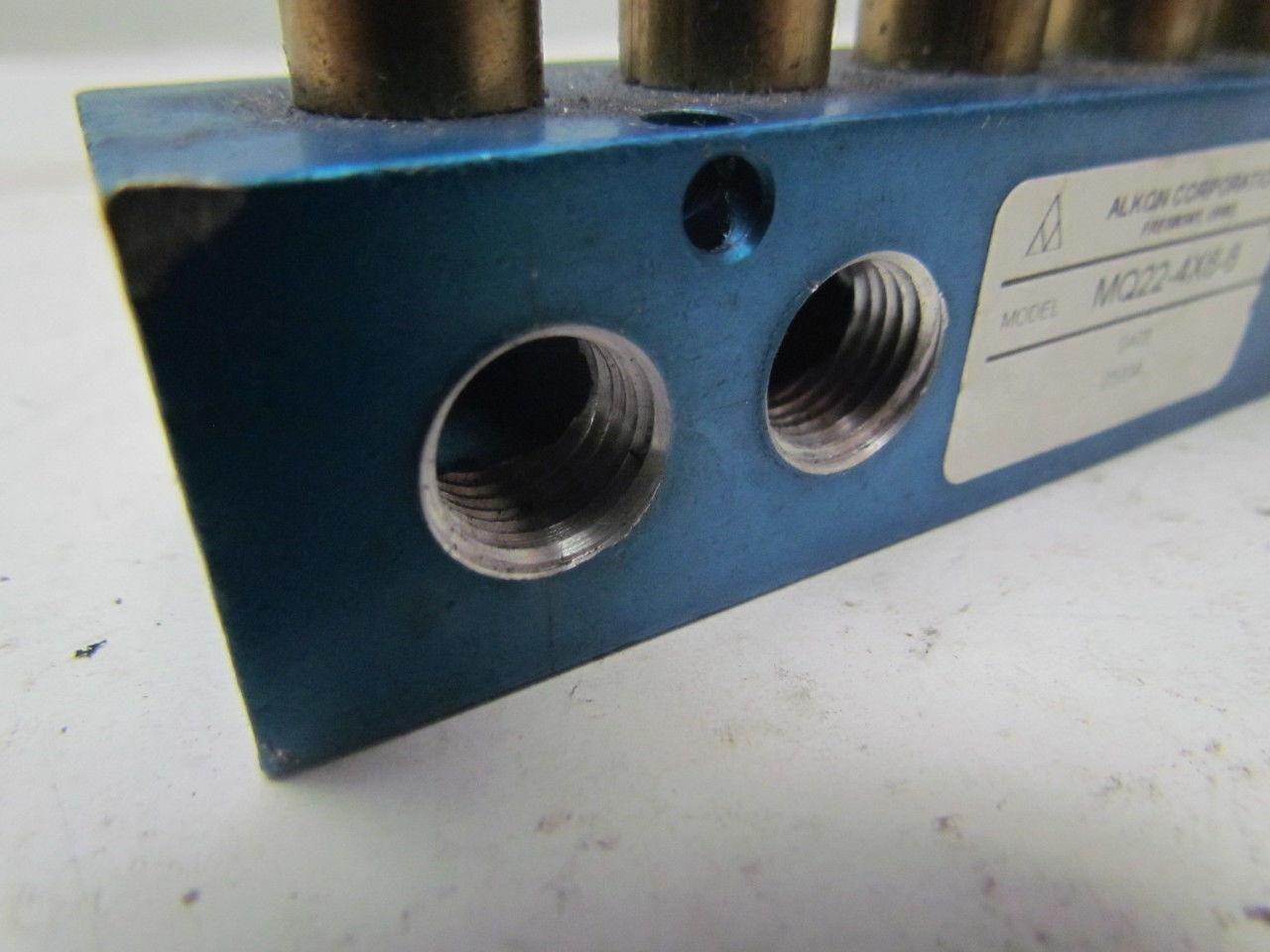 Alkon MQ22-4X6-6 6 outlet pneumatic Manifold 3/8"ports w/2 1/4" Ports added