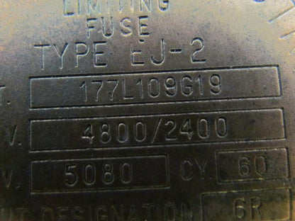 General Electric 177L109G19 Type EJ-2 Current Limiting Power Fuse