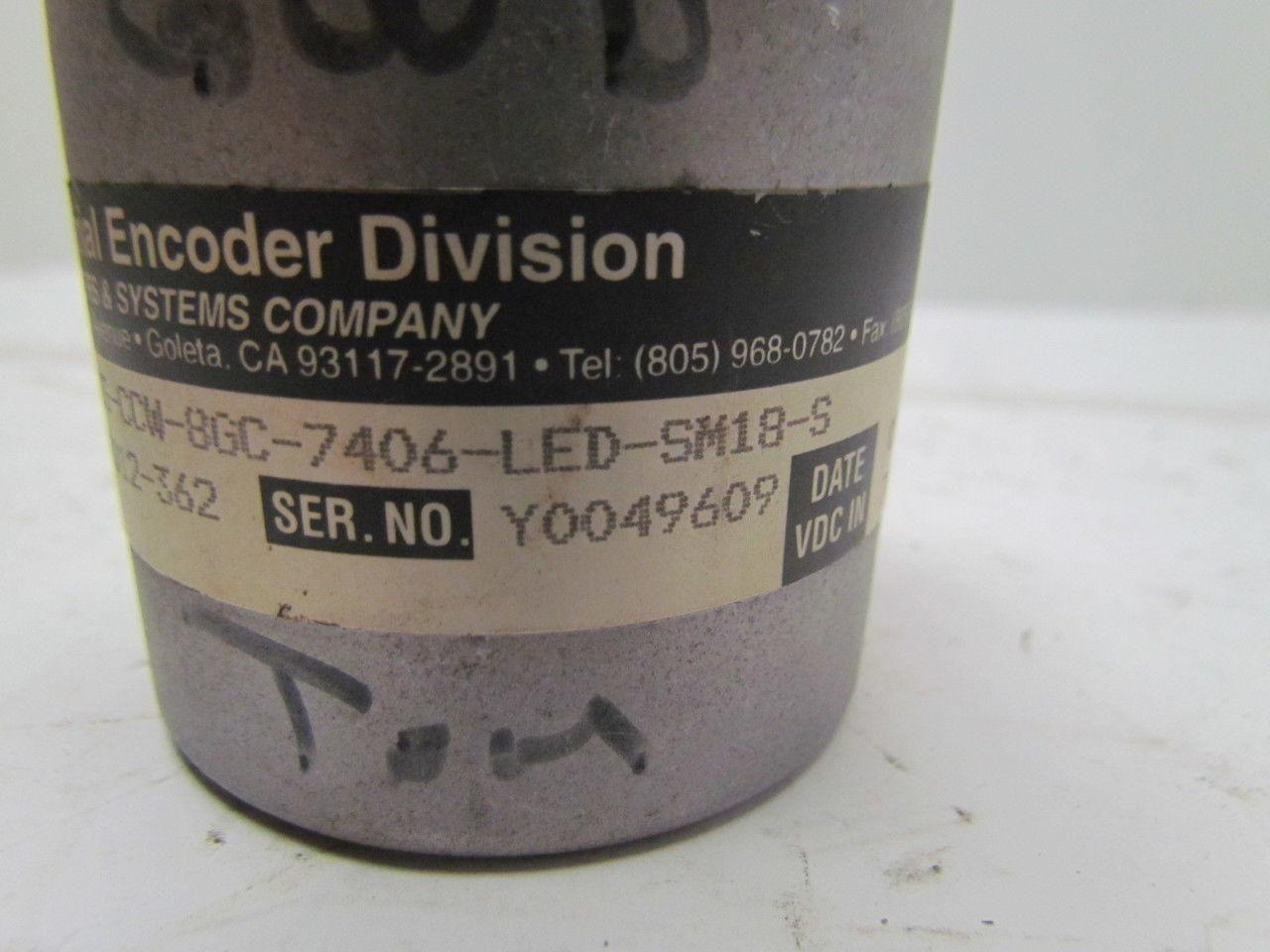 BEI H25D-SS-CCW-8GC-7406-LED-SM18-S H25 Absolute Optical Encoder 7.5-24VDC In