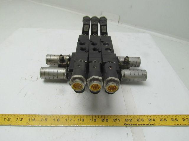 Parker B562ACD53C 3 B5 Series Pneumatic Valves on base w/ FB7 Silencers