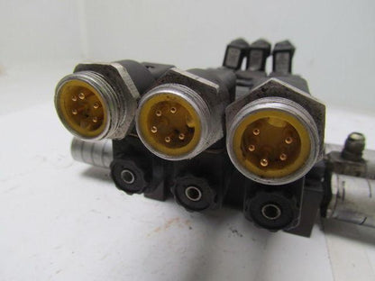 Parker B562ACD53C 3 B5 Series Pneumatic Valves on base w/ FB7 Silencers