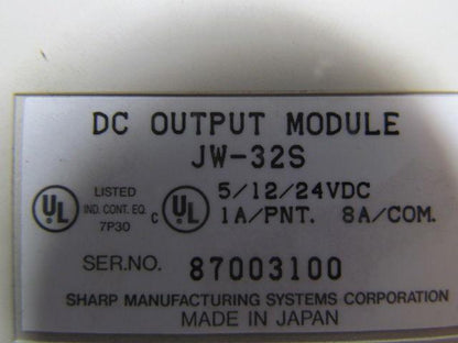 Sharp JW-32S DC output module 5/12/24VDC 1A sink output 32 points