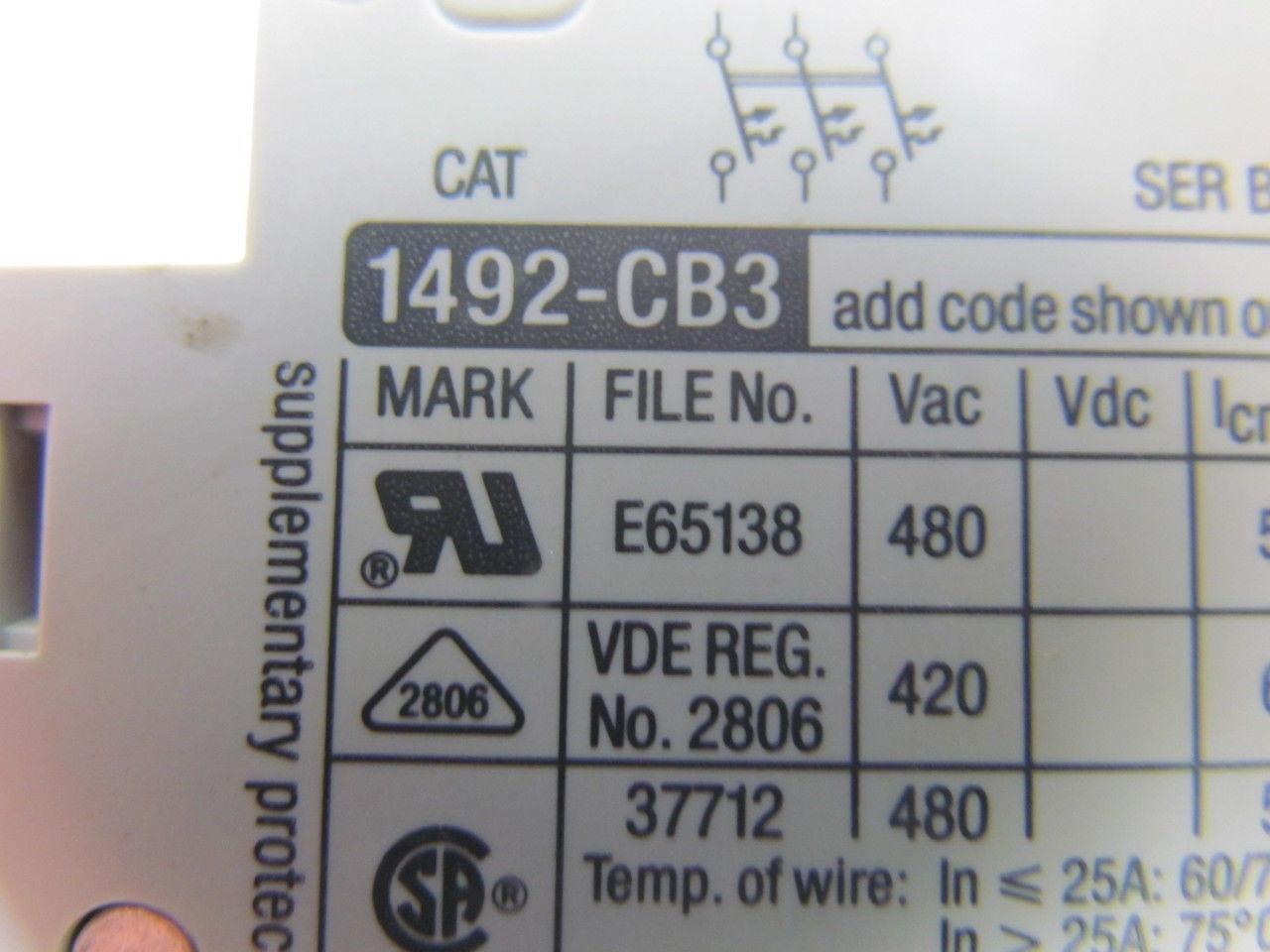 Allen-Bradley Lot of 3 Supplementary Protectors/Mini circuit breakers