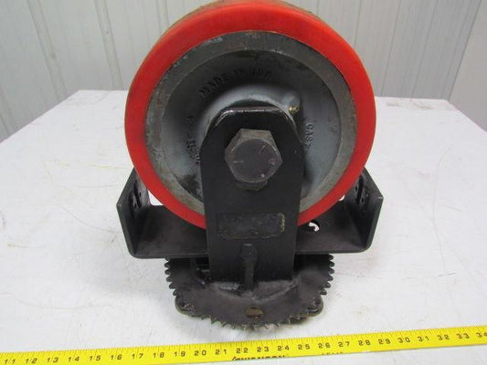08300-11-24 1" bore caster wheel 9-7/8" OD w/steering sprocket and bracket