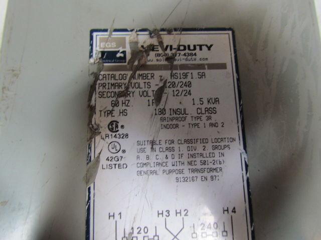 Heavi-Duty HS19F1.5A TypeHS 1.5KVA Transformer 120/240VPRI.12/24Sec. 1pH 60Hz