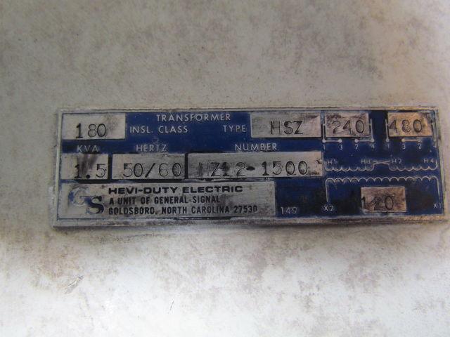 GSHeavi-Duty HZ12-1500 typ.HSZ 1.5KVA Transformer 240/480VPRI/120Sec 50/60Hz