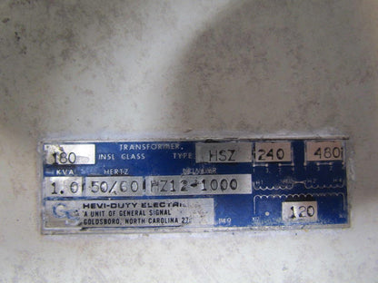 GSHeavi-Duty HZ12-1000 Typ.HSZ 1.0KVA Transformer 240/480VPRI.120SEC.50/60Hz