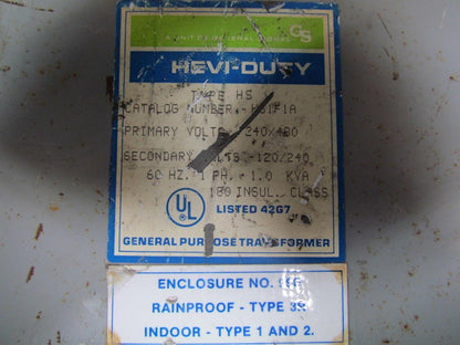 GSHeavi-Duty HS1F1A typ.HS 1KVA Transformer 240/480VPRI.120/240Sec.60Hz 1PH