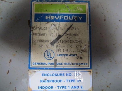 GSHeavi-Duty HS1F1A typ.HS 1KVA Transformer 240/480VPRI.120/240Sec.60Hz 1PH