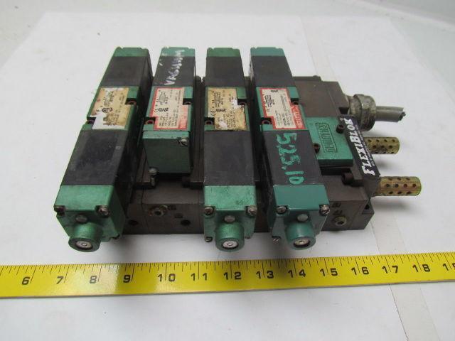 Flexiblok 5 Blocks w/ end caps and 4 numatics 081S Series Valves