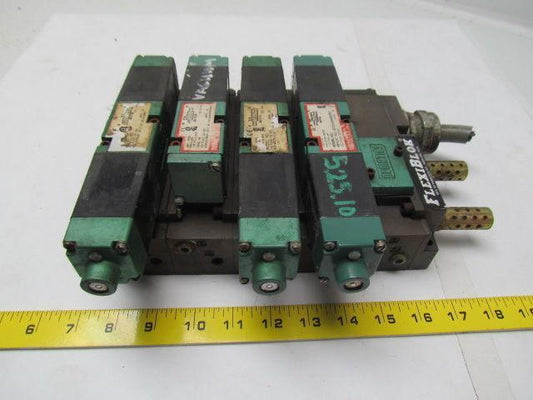 Flexiblok 5 Blocks w/ end caps and 4 numatics 081S Series Valves