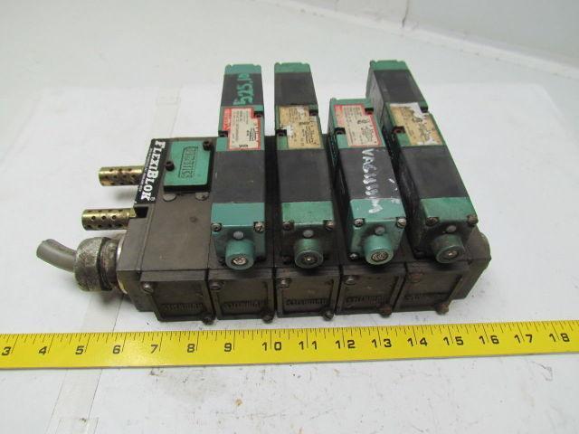 Flexiblok 5 Blocks w/ end caps and 4 numatics 081S Series Valves