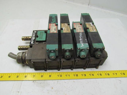Flexiblok 5 Blocks w/ end caps and 4 numatics 081S Series Valves