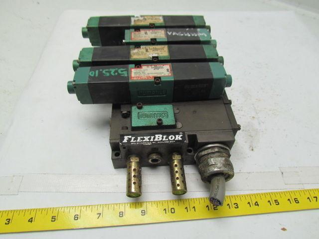Flexiblok 5 Blocks w/ end caps and 4 numatics 081S Series Valves