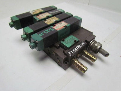 Flexiblok 5 Blocks w/ end caps and 4 numatics 081S Series Valves