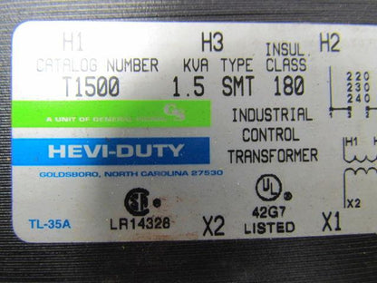 General Signal Hevi-duty T1500 1.5 KVA control transformer type SMT 180 Class