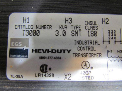Emerson Hevi-Duty T3000 New! 3.0KVA Control Transformer Primary 220-480V