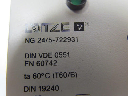 Lutze NG 24/5-722931 Single Phase Unregulated Power Supply Unit New Take Off