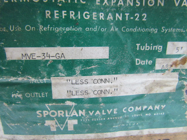 Sporlan MVE-34-GA R-22 Thermostatic Expansion valve