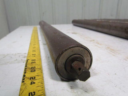 Conveyor roller 1.9" dia 24" between rails 7/16" pin retained Hex shaft