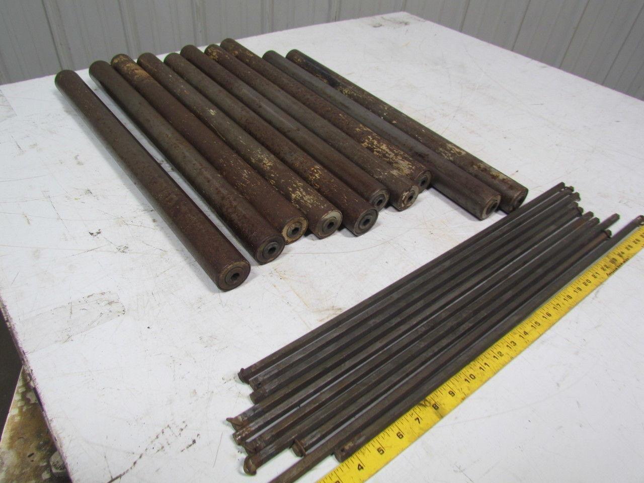 Conveyor roller 1.9" dia 24" between rails 7/16" pin retained Hex shaft