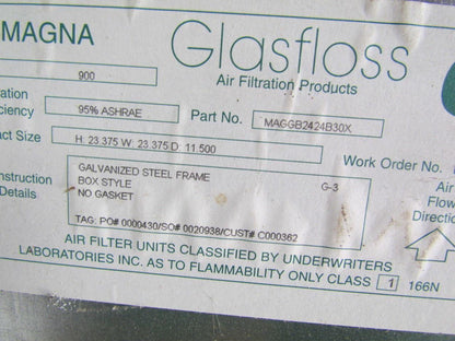 Glasfloss Magna 900 MAGGB2424B30X 95% Filter Eff. Galv Frame Box style no gasket