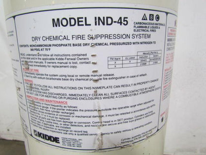 Kidde IND-45 ABC Fire Extinguisher Tank w/Actuator