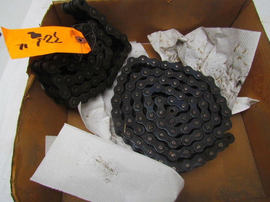 Acme&REX 12B-2 Roller chain double strand riveted lot of 2 appx.32"&64" long