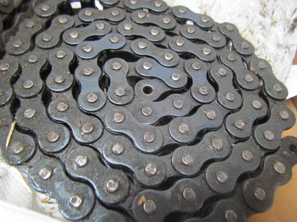 Acme&REX 12B-2 Roller chain double strand riveted lot of 2 appx.32"&64" long
